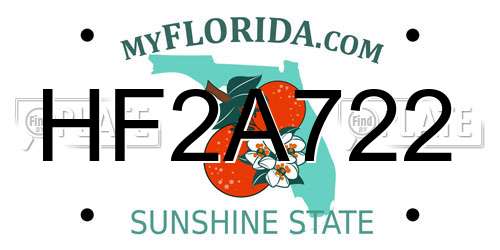 HF2A722 Florida License Plate