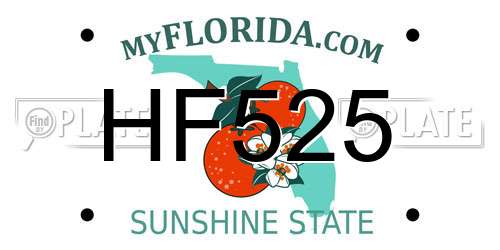 HF525 Florida License Plate