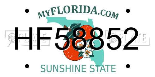 HF58852 Florida License Plate