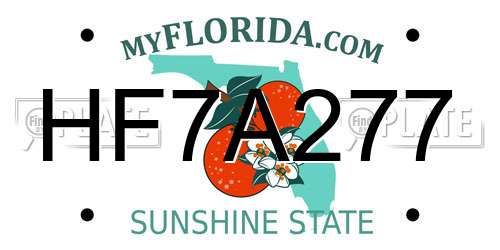 HF7A277 Florida License Plate