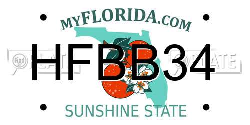 HFBB34 Florida License Plate