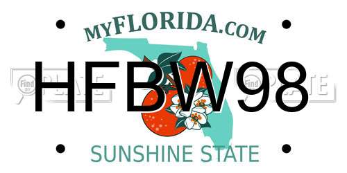 HFBW98 Florida License Plate