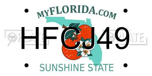 HFCJ49 Florida License Plate