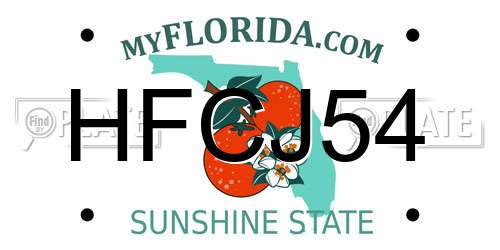 HFCJ54 Florida License Plate
