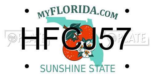 HFCJ57 Florida License Plate