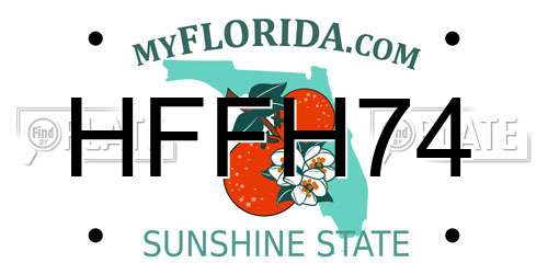 HFFH74 Florida License Plate