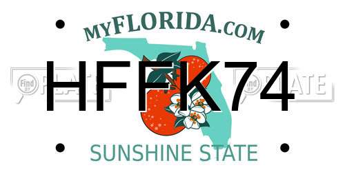 HFFK74 Florida License Plate