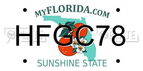 HFGC78 Florida License Plate