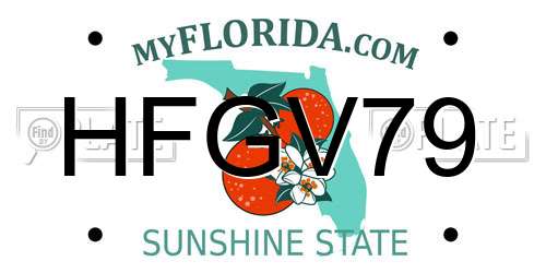 HFGV79 Florida License Plate