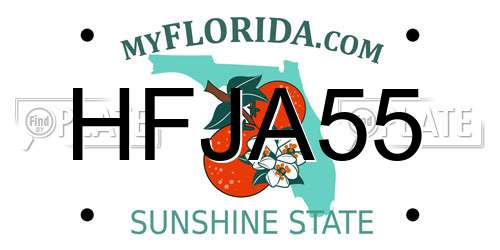 HFJA55 Florida License Plate