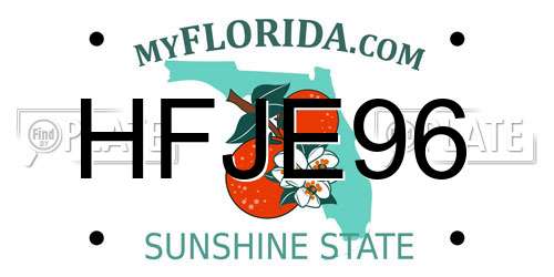 HFJE96 Florida License Plate