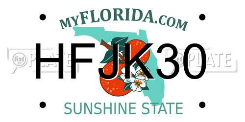 HFJK30 Florida License Plate