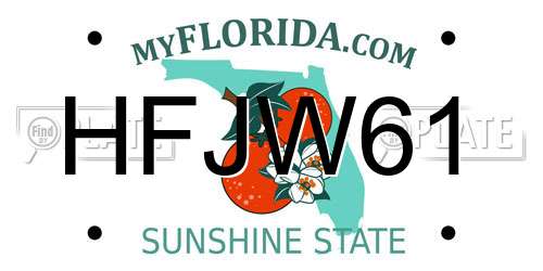 HFJW61 Florida License Plate