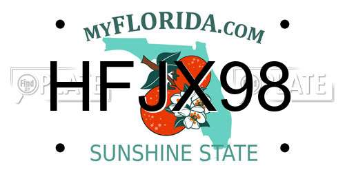 HFJX98 Florida License Plate