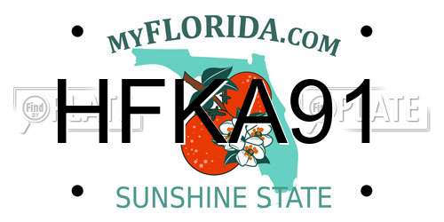 HFKA91 Florida License Plate