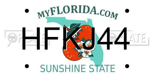 HFKJ44 Florida License Plate