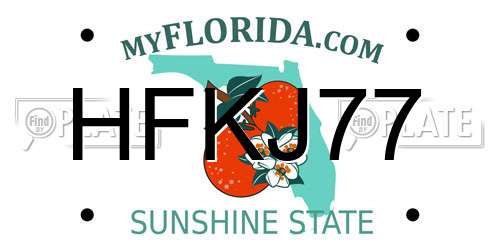 HFKJ77 Florida License Plate