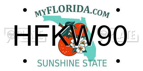 HFKW90 Florida License Plate