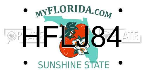 HFLJ84 Florida License Plate