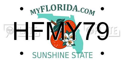 HFMY79 Florida License Plate