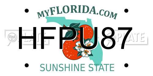 HFPU87 Florida License Plate