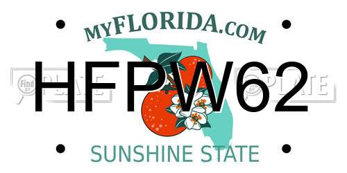 HFPW62 Florida License Plate