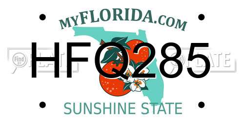 HFQ285 Florida License Plate