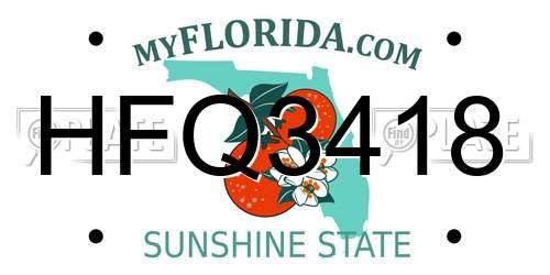 HFQ3418 Florida License Plate