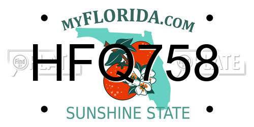 HFQ758 Florida License Plate
