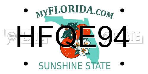 HFQE94 Florida License Plate