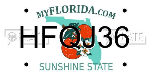 HFQJ36 Florida License Plate