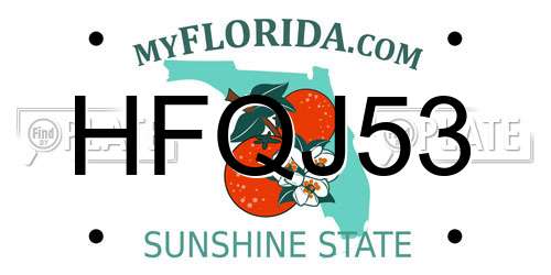 HFQJ53 Florida License Plate