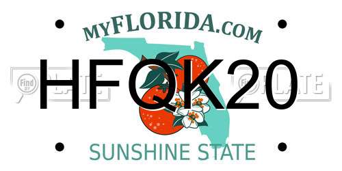 HFQK20 Florida License Plate