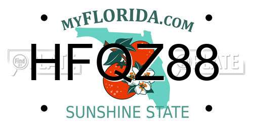 HFQZ88 Florida License Plate