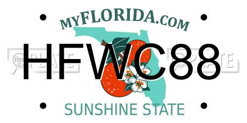 HFWC88 Florida License Plate
