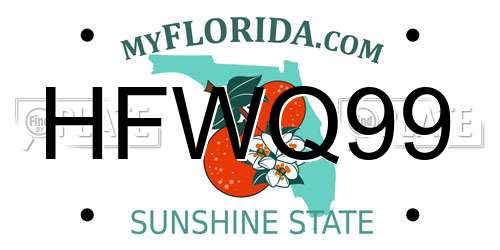 HFWQ99 Florida License Plate