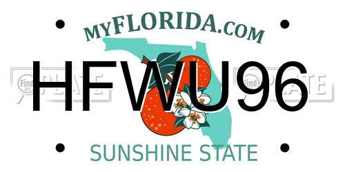 HFWU96 Florida License Plate