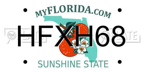 HFXH68 Florida License Plate
