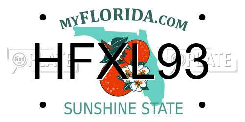 HFXL93 Florida License Plate