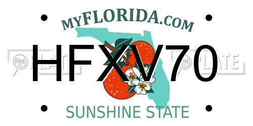 HFXV70 Florida License Plate