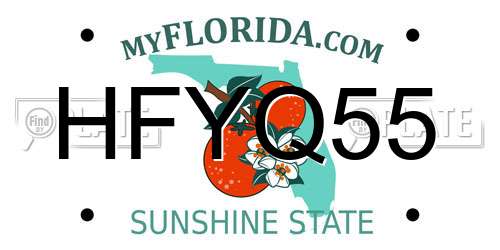 HFYQ55 Florida License Plate