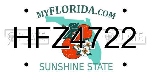 HFZ4722 Florida License Plate