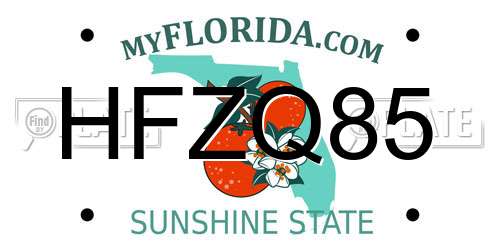 HFZQ85 Florida License Plate