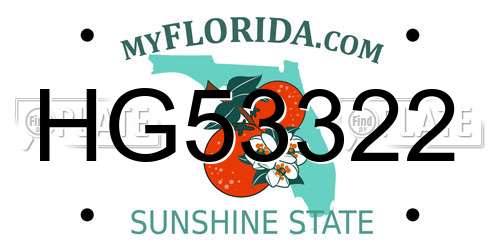 HG53322 Florida License Plate