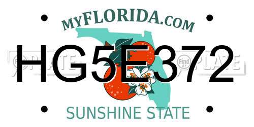 HG5E372 Florida License Plate