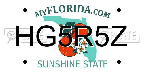 HG5R5Z Florida License Plate