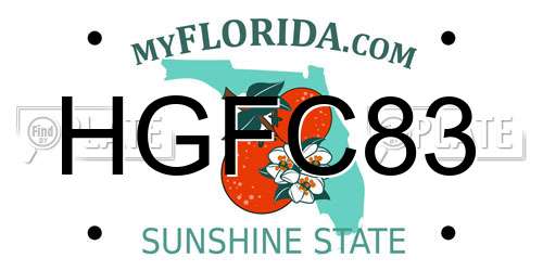 HGFC83 Florida License Plate