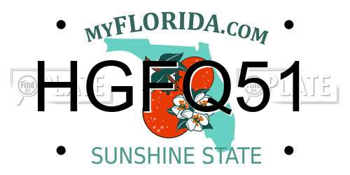 HGFQ51 Florida License Plate