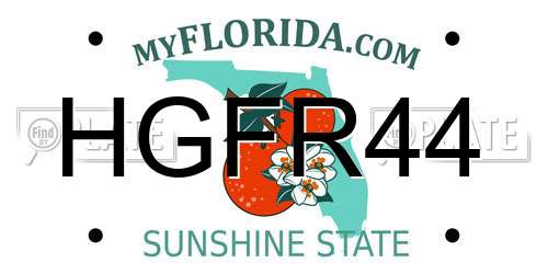 HGFR44 Florida License Plate