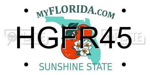 HGFR45 Florida License Plate